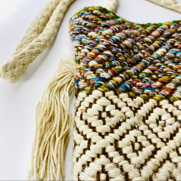 Bohemian Handmade Bucket Rope Bag Earthy Neutral Colors Shoulder Tote - Picture 4 of 7